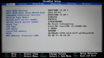 Here is the 1st of 3 pix of my wife's laptop's BIOS: